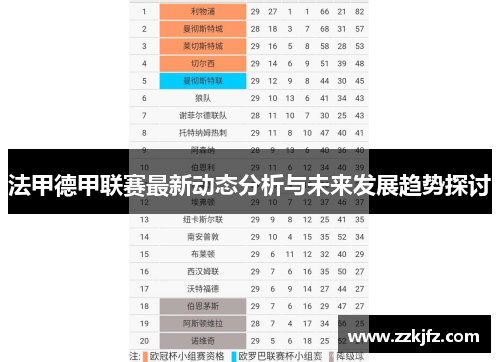 法甲德甲联赛最新动态分析与未来发展趋势探讨